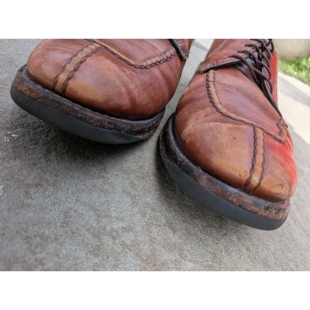 Allen Edmonds Dellwood Brown Split Moc Toe Vibram Lace Up Blucher USA SZ 9D